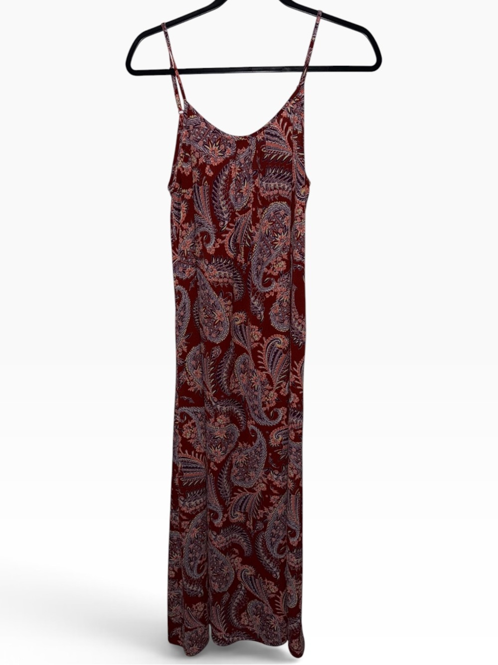 Band of Gypsies Anthropologie Burgundy Paisley Slip Flowy Bohemian Maxi Dress